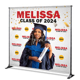 Aperturee - Aperturee Custom Red Confetti Step And Repeat Graduation Backdrop